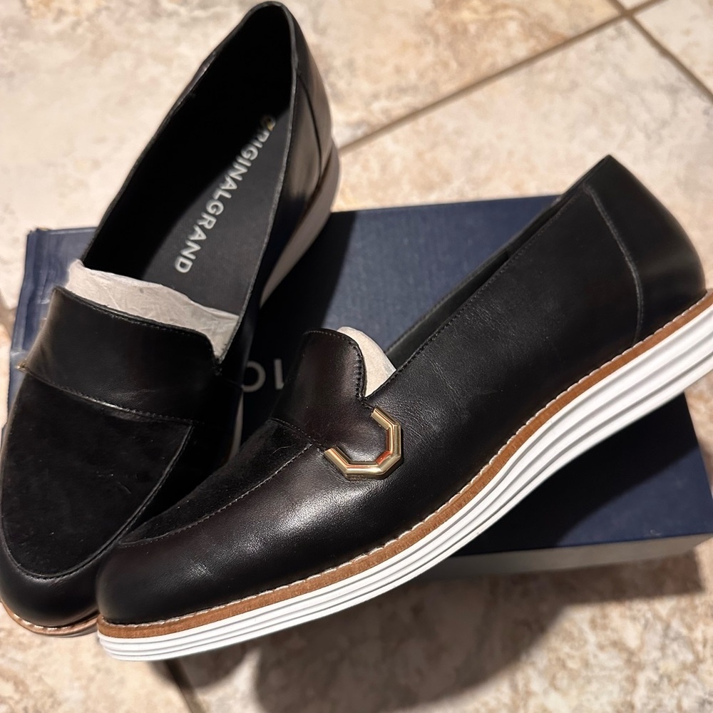 Cole Haan Black and White Loafers for Women